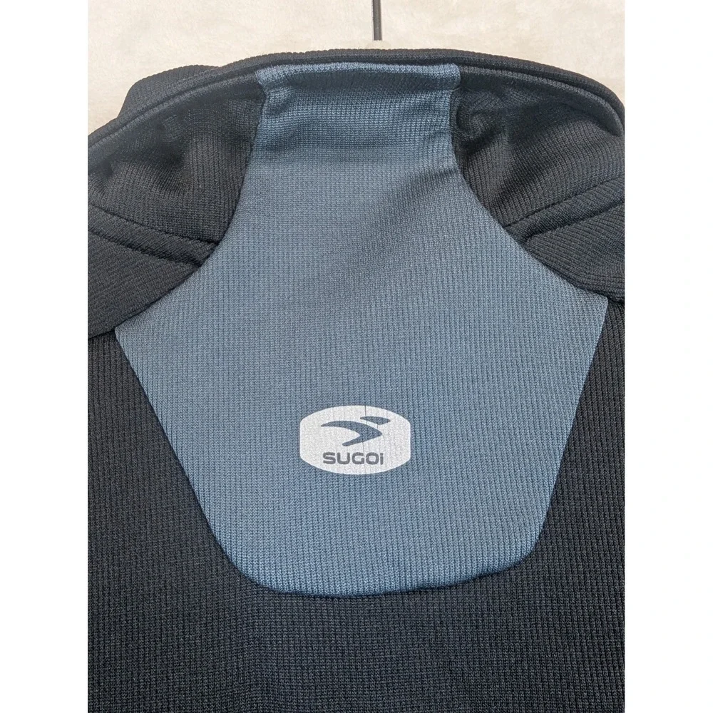 SUGOI Hotshot 3 Cycling Jersey Mens M Full Zip Long Sleeve Blue Black Pockets